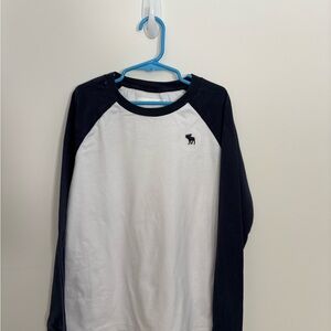 Abercrombie Kids Navy and White Long Sleeve Tee